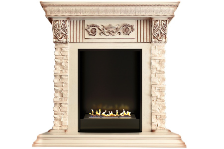 Биокамин в портале Firezo Luxemburg (каменный) Сланец Cлоновая кость с патиной